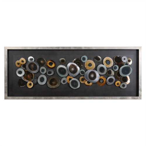 62” Black and Silver Colored Discs Shadow Box - IMAGE 1