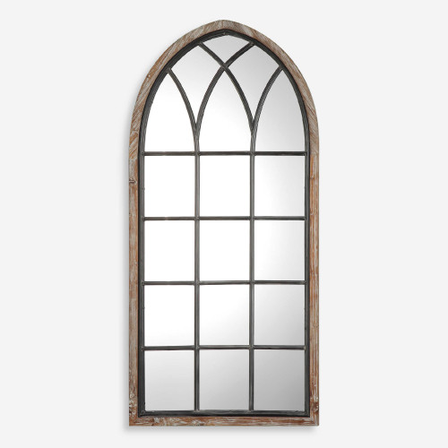 Cathedral Style Arched Wall Mirror - 63" - Brown and Light Gray - IMAGE 1