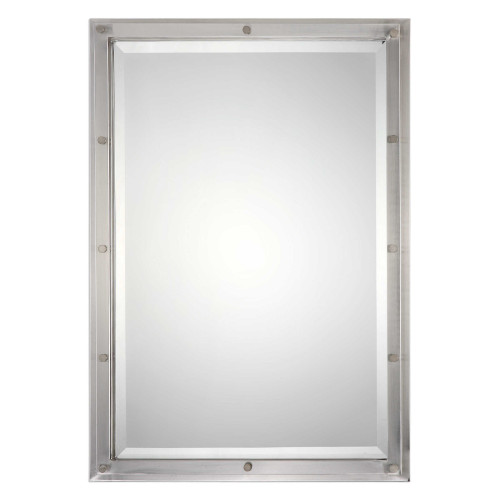 32” Manning Brushed Nickel Beveled Rectangular Vanity Wall Mirror - IMAGE 1