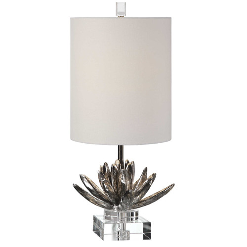 Lotus Motif Table Lamp with Tall Drum Shade - 25” - IMAGE 1