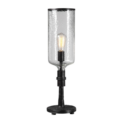 25.5” Hadley Old Industrial Accent Table Lamp with Round Glass Shade - IMAGE 1