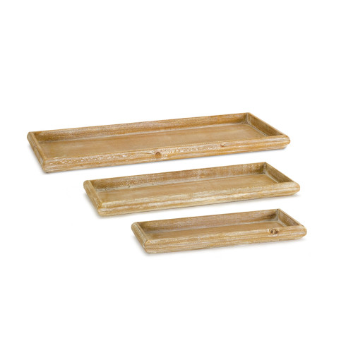 Set of 3 Wood Tray 19.25" - IMAGE 1