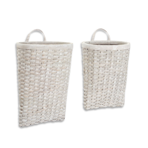 Set of 4 Ivory Hand Woven Baskets with Handle 21.5" - IMAGE 1