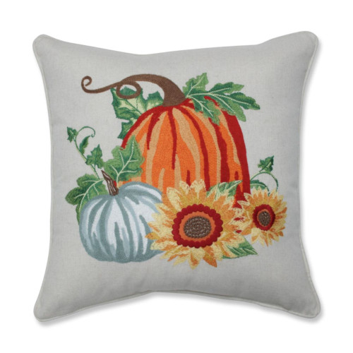 Harvest Pumpkin Patch Square Throw Pillow - 18" - Orange and Green - IMAGE 1