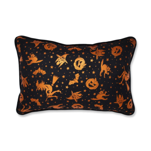 Rectangular Witches Halloween Throw Pillow - 18.5" - Orange and Black - IMAGE 1