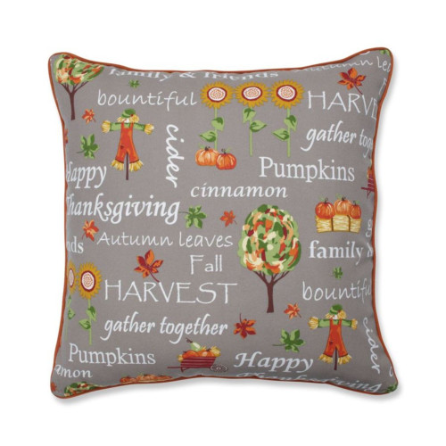 Square Fall Harvest Floor Pillow - 25" - Gray and Orange - IMAGE 1