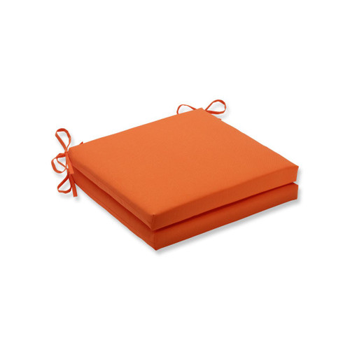 Solid Square Outdoor Patio Seat Cushions - 20" - Orange - Set of 2 - IMAGE 1