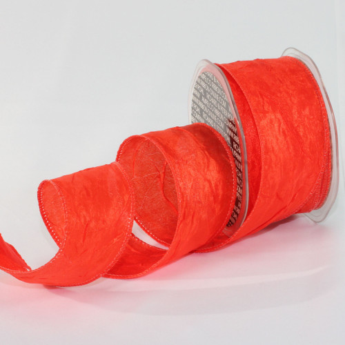Bittersweet Orange Crinkled Satin Wired Craft Ribbon 2" x 54 Yards - IMAGE 1