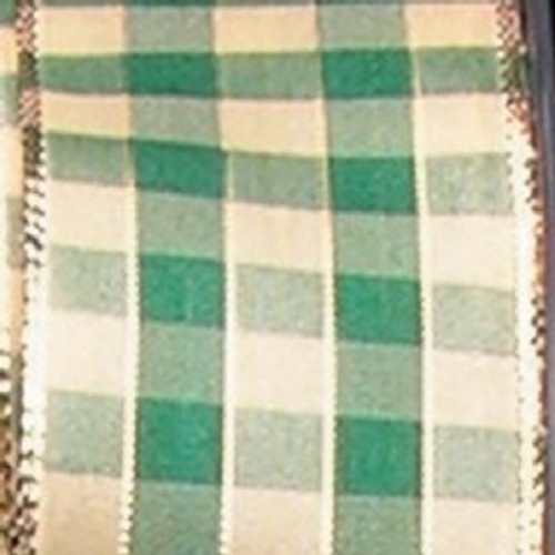 Hunter Green and Gold Checkered Woven Wired Craft Ribbon 1.5" x 27 Yards - IMAGE 1