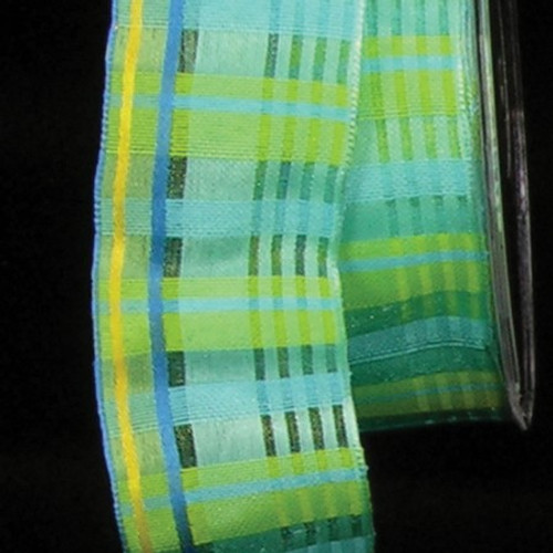 Blue and Green Wired Craft Ribbon 1.5" x 54 Yards - IMAGE 1