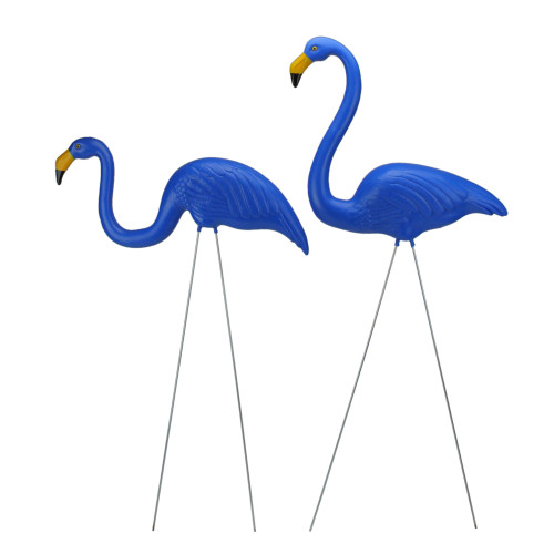 Set of 2 Blue Tropical Flamingo Outdoor Lawn Stakes 33" - IMAGE 1