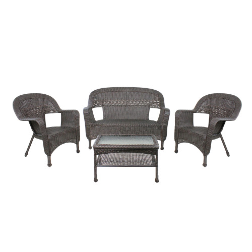 4 Piece Brown Steel Resin Wicker Outdoor Patio Furniture Set 52" - IMAGE 1
