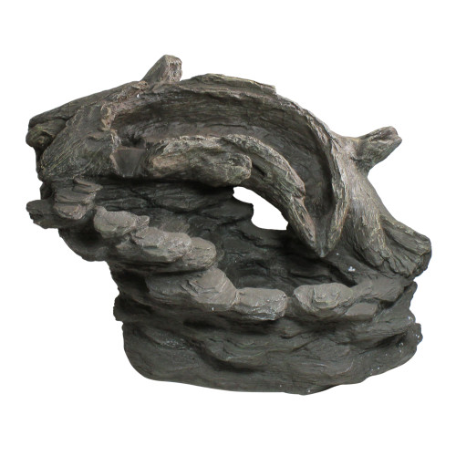 27" Faux Wood and Rock Outdoor Garden Water Fountain - IMAGE 1