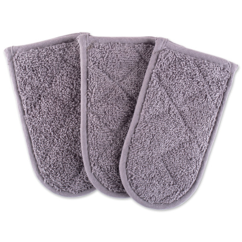 Set of 3 Gray Quilted Diamond Designed Panhandles 6" - IMAGE 1