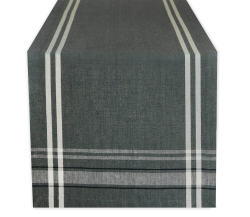 14" x 72" Gray and White French Chambray Pattern Rectangular Table Runner - IMAGE 1