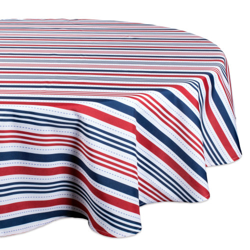 Americana Patriotic Stripe Outdoor Round Tablecloth 60" - IMAGE 1