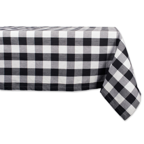 Black and White Buffalo Checkered Designed Rectangular Tablecloth 60" x 104" - IMAGE 1