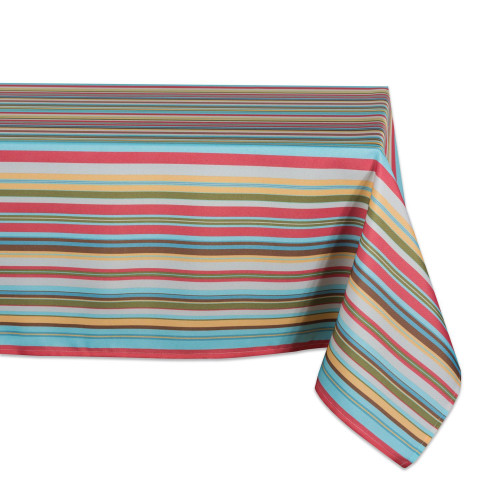 Vibrantly Colored Summer Striped Pattern Outdoor Rectangular Tablecloth 60” x 84” - IMAGE 1