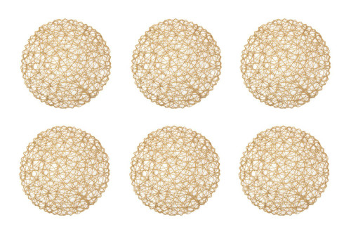 Mesh Woven Round Placemats - 15" - Taupe - Set of 6 - IMAGE 1