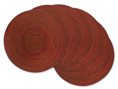 Textured Round Woven Placemats - 15" x 15" - Red - Set of 6 - IMAGE 1