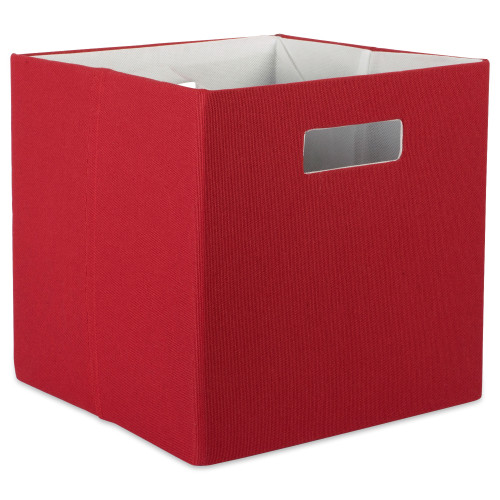 11" Rust Red and Ivory Square Foldable Storage Bin - IMAGE 1