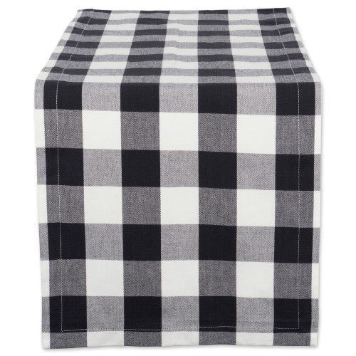 14" x 72" Black and White Buffalo Checkered Pattern Rectangular Table Runner - IMAGE 1