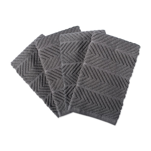 Set of 4 Gray Luxury Barmop Rectangular Dishtowels 16" x 19" - IMAGE 1