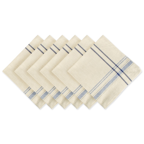 Set of 6 Nautical Blue French Striped Napkins 20" - IMAGE 1