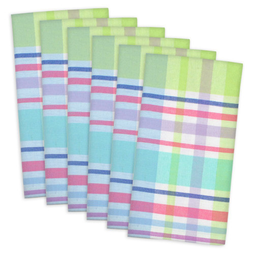 Set of 6 Subtle Colored Plaid Square Napkins 20" - IMAGE 1