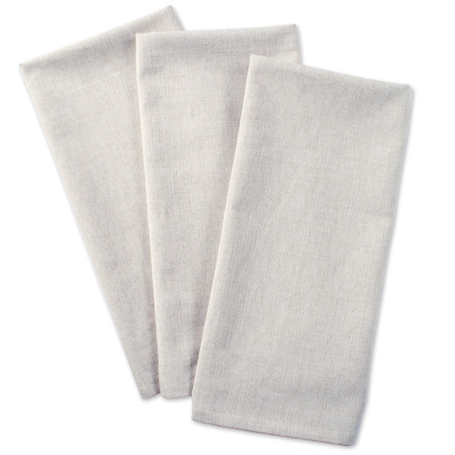 Solid Chambray Woven Cotton Kitchen Dish Towels - 30" - White - Set of 3 - IMAGE 1