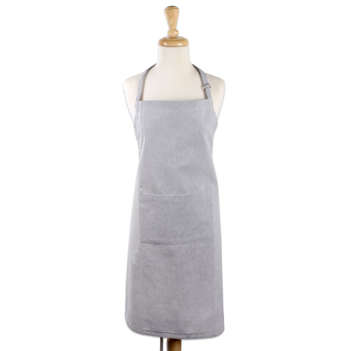 32" Gray Chambray Chef Kitchen Apron with Pocket and Extra Long Ties - IMAGE 1