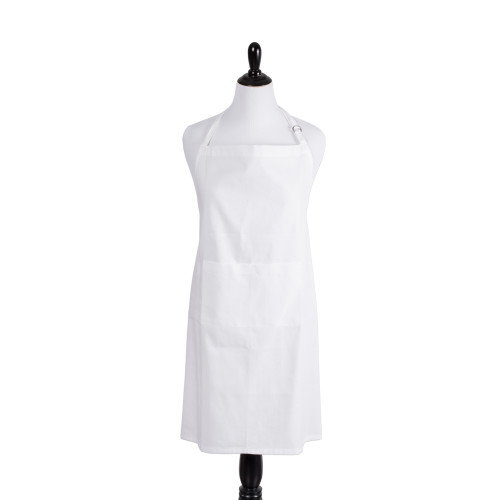 38" White Solid Patterned Woven Kitchen Chef Apron - IMAGE 1