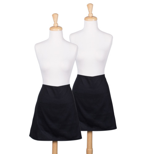 Set of 2 Black Chef's Kitchen Waist Aprons 28" - IMAGE 1