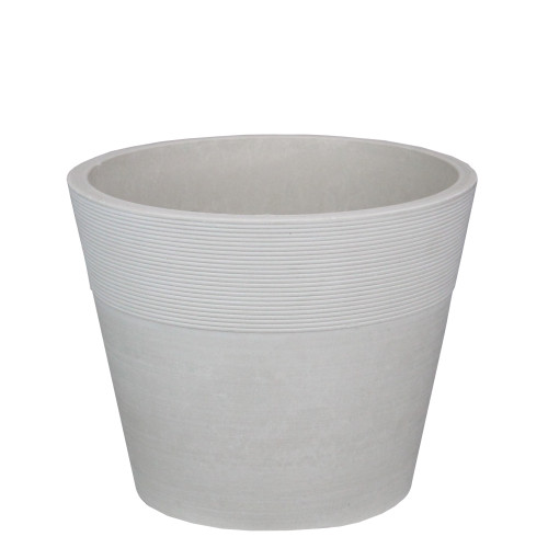 6" White Ribbed Rim Round Eco-Friendly Flower Planter - IMAGE 1