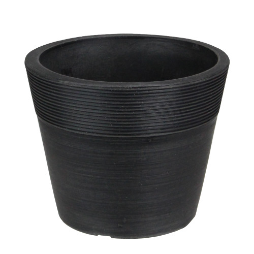 4" Black Ribbed Rim Round Eco-Friendly Flower Planter - IMAGE 1