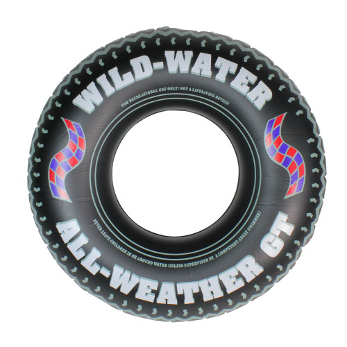36" Black and White Inflatable Wild Water Monster Tire Inner Tube - IMAGE 1