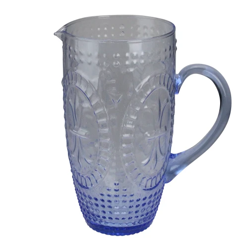 8.75" Blue Textured Glass Beverage Pitcher - IMAGE 1