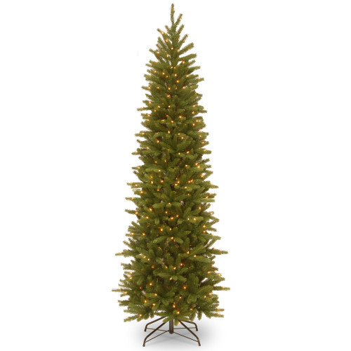 6.5’ Pre-Lit Pencil Grande Fir Artificial Christmas Tree, Clear Lights - IMAGE 1