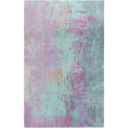 6.5' x 9' Distressed Finish Purple and Blue Rectangular Area Throw Rug - IMAGE 1