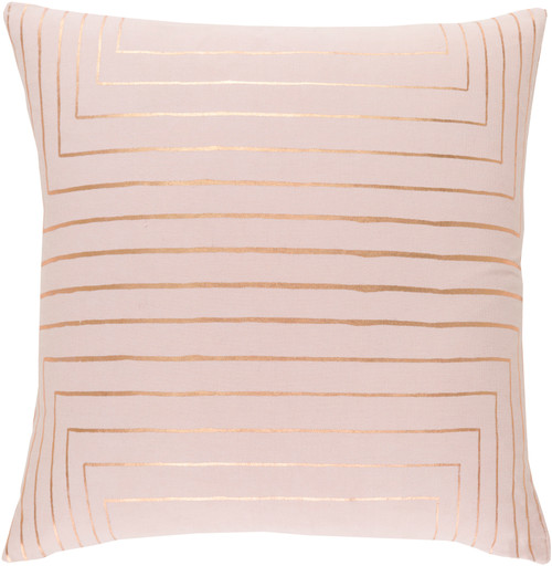 20" Blush Pink and Rust Golden Brown Woven Decorative Throw Pillow Cover - IMAGE 1
