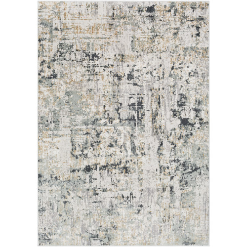 6.5' x 9.5' Distressed Finish Gray and Black Rectangular Area Throw Rug - IMAGE 1