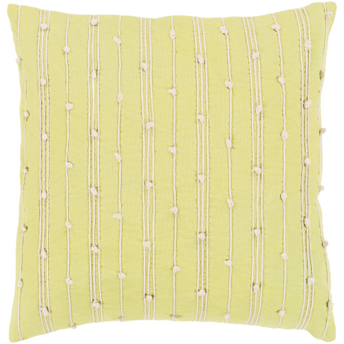 18" Yellow and Beige Square Throw Pillow Cover with Knife Edge - IMAGE 1