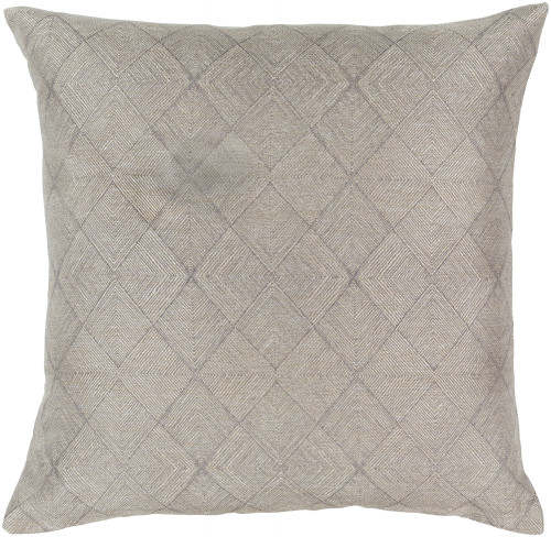 22" Cream and Cloud Gray Textured Woven Square Throw Pillow- Down Filler - IMAGE 1