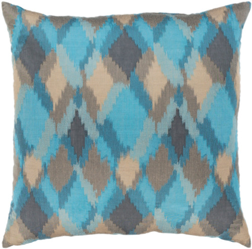 20" Teal and Black Square Throw Pillow - Poly Filled - IMAGE 1