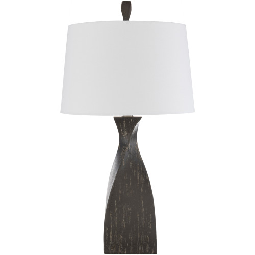 29" Contemporary Style Charcoal Brown Table Lamp with White Modified Drum Shade - IMAGE 1