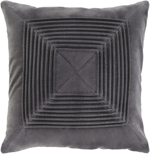 18" Black Solid Geometric Square Throw Pillow Cover - IMAGE 1