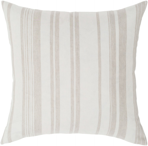 18" Ivory and Beige Striped Pattern Woven Square Throw Pillow - Down - IMAGE 1