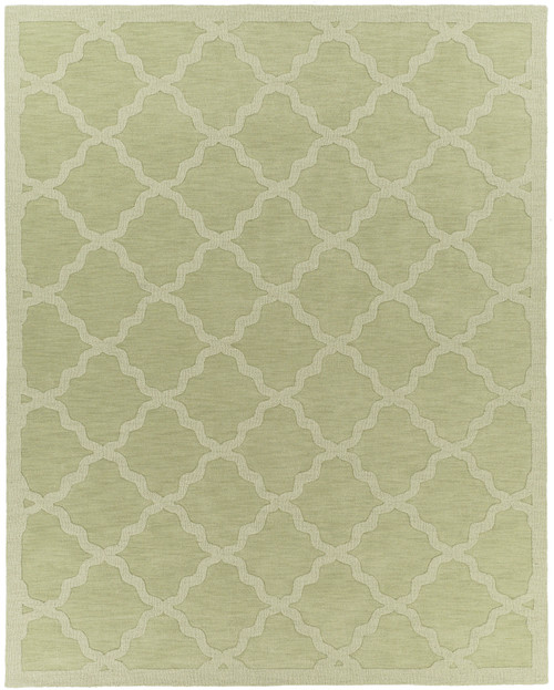 8' x 10' Lattice Green Rectangular Hand Loomed Wool Area Throw Rug - IMAGE 1