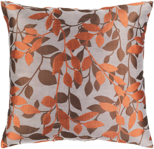 18" Orange and Brown Square Throw Pillow with Knife Edge - Poly Filled - IMAGE 1