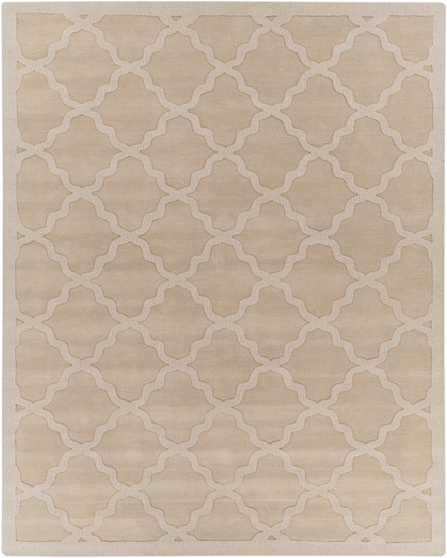 8' x 10' Lattice Brown Rectangular Hand Loomed Wool Area Throw Rug - IMAGE 1